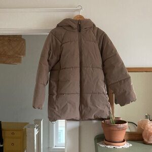 TWIK Taupe Hooded Puffer Jacket